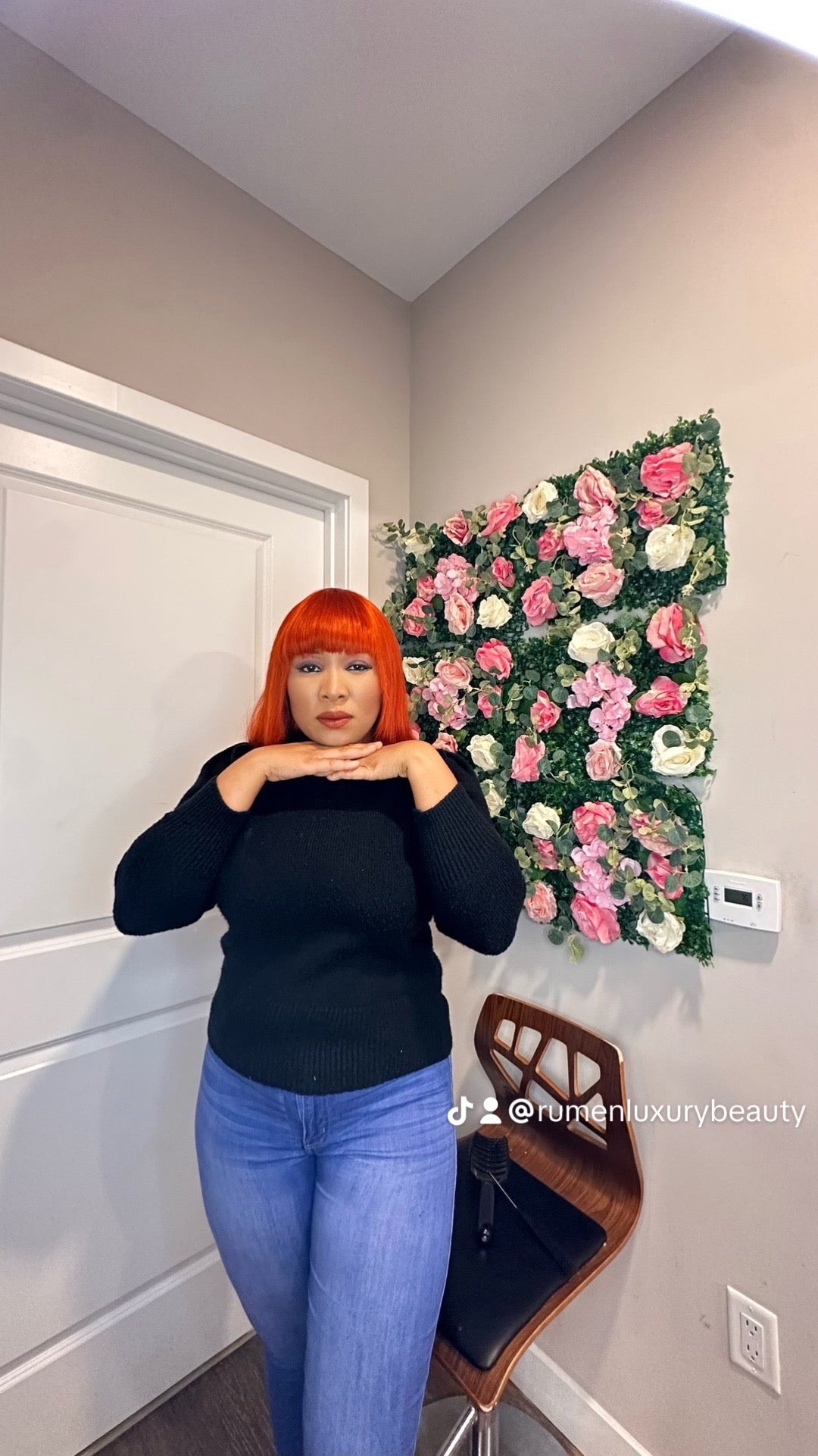 Ginger orange color straight fringe wig