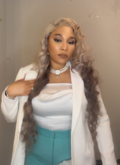 Platinum ombré 5x5 glueless body wave closure wig