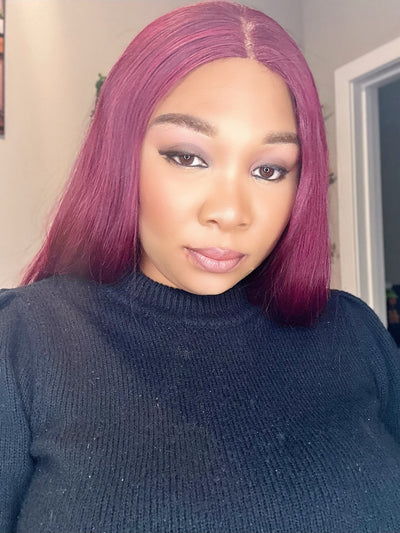 Luxury reddish closure wig