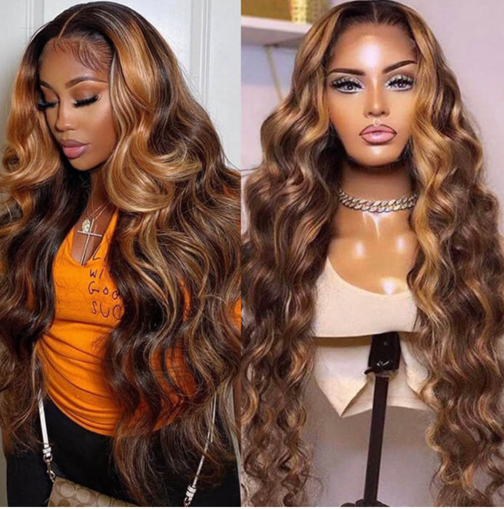 13x4 Body wave Highlight luxury frontal wig