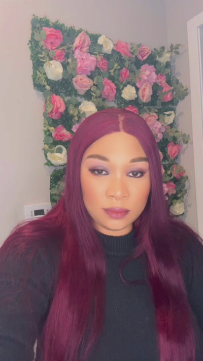 Luxury reddish closure wig