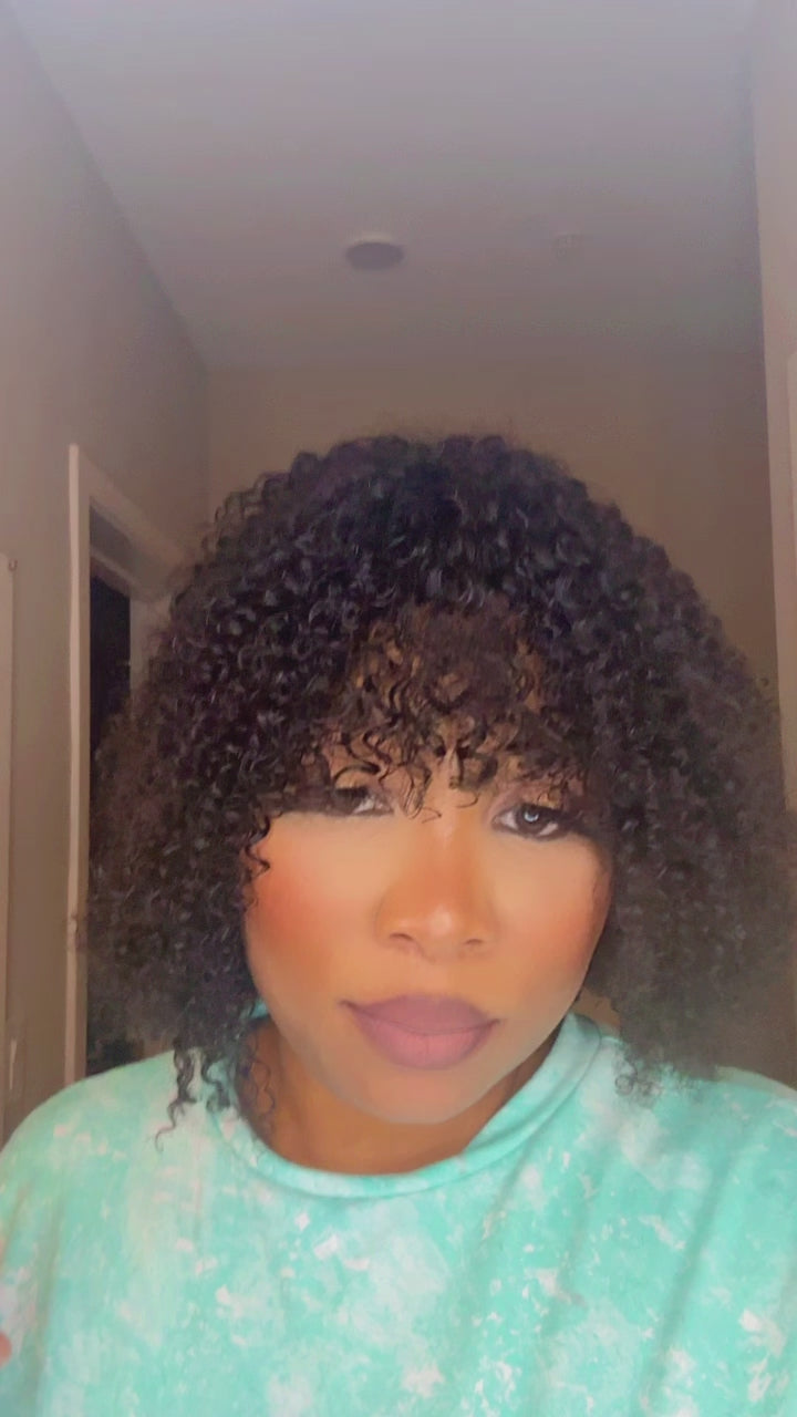 Bob kinky curly fringe