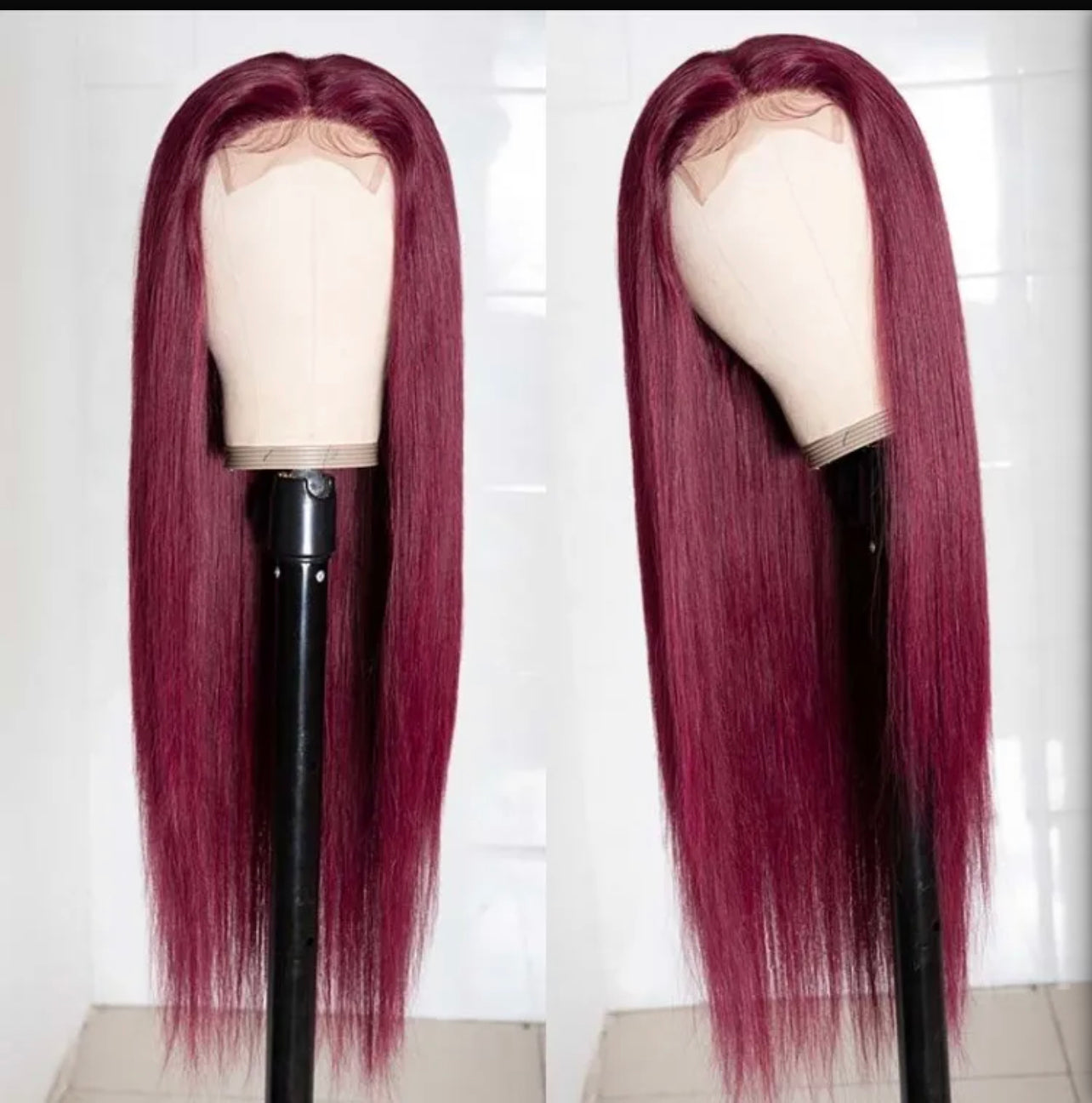 Closure lace part burgundy wig