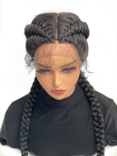 Swiss lace front twin corn row